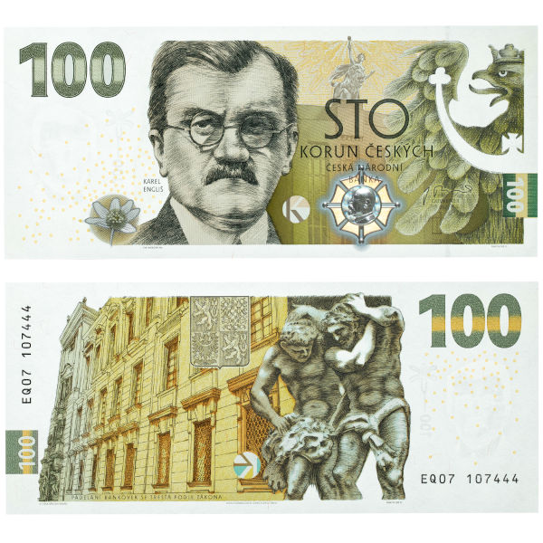 Karel Engliš 100 Kč vzor 2019 100. výročí budování československé měny